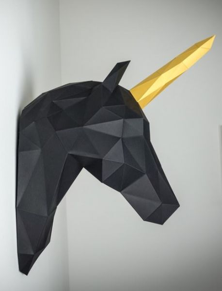 3d lowpoly Unicorn walltrophy