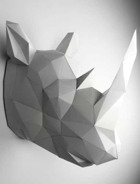 Papier Nashorn Papercraft Bastelbogen Papertrophy