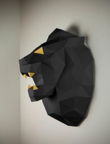 Papier Löwe, Papercraft, Bastelbogen, Papertrophy, Lion