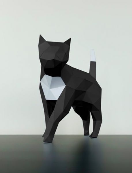 papertrophy Katze lowpoly papercraft Papiertier falten