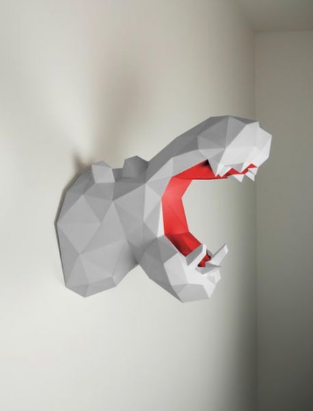 Papier Hippo Papercraft Bastelbogen Papertrophy
