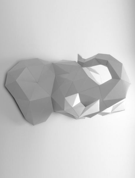Elefant papercraft papierfigur Wandtrophäe