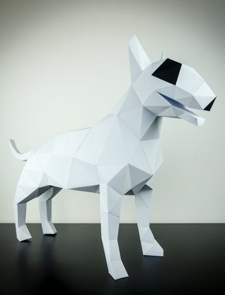 BULLTERRIER Papier Statue