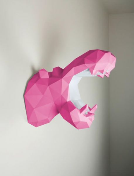 Papier Hippo Papercraft Bastelbogen Papertrophy