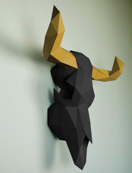 3d origami papertrophy kuh skull